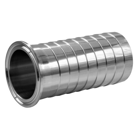 Steel & Obrien 4" Tri-Clamp End x Long Hose Barb - 6-1/4" Long 304SS 14MPHRL-4X6.25-304